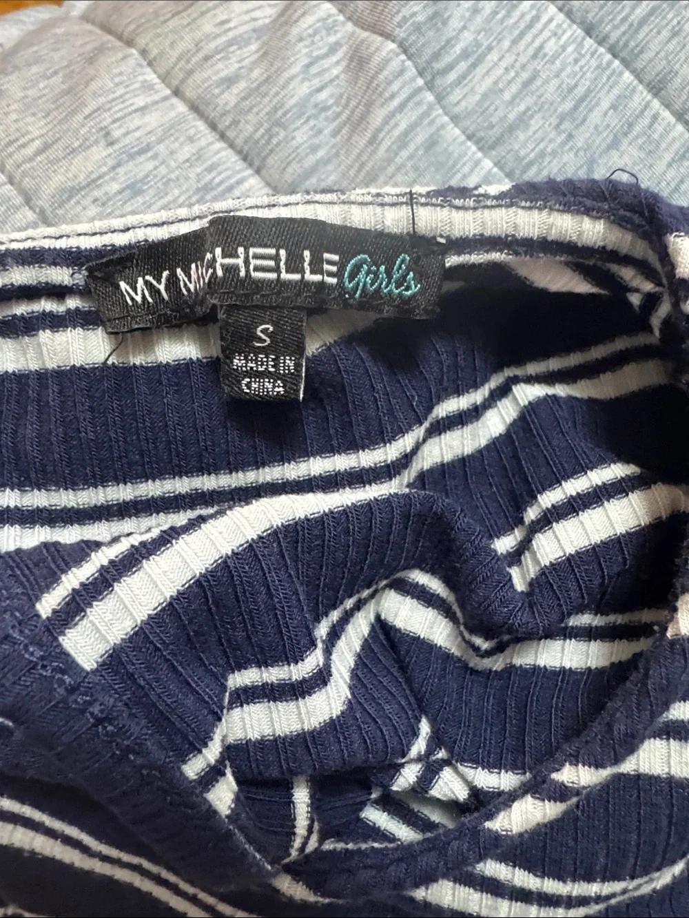 My Michelle Navy and White Striped Girls' Jumpsuit